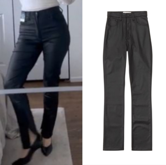 A&F 90s Slim Straight Curve Love Coated Pants - Picture 2 of 10